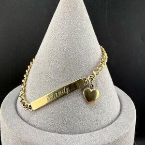 Vintage Speidel ID Bracelet Gold Tone Heart Mandy Engraved 7in